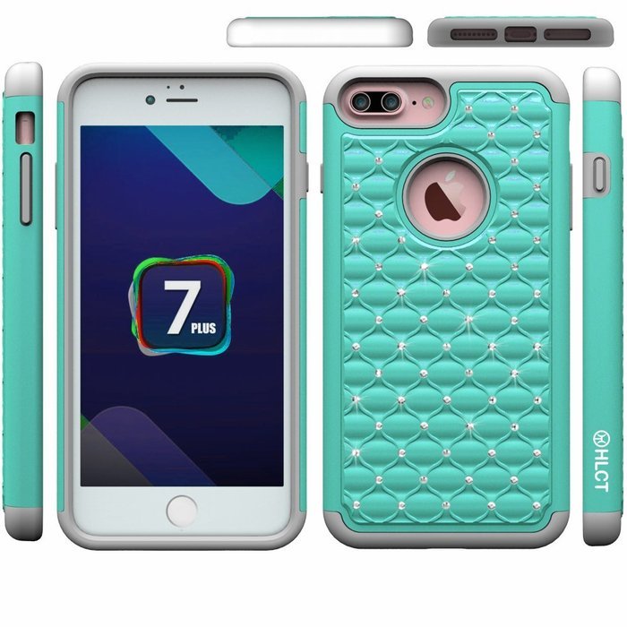 iPhone 7 Plus Case, [5.5 Inch] by HLCT, Soft Interior Silicone Bumper & Hard Shell Solid PC Back, Shock-Absorption... N35
