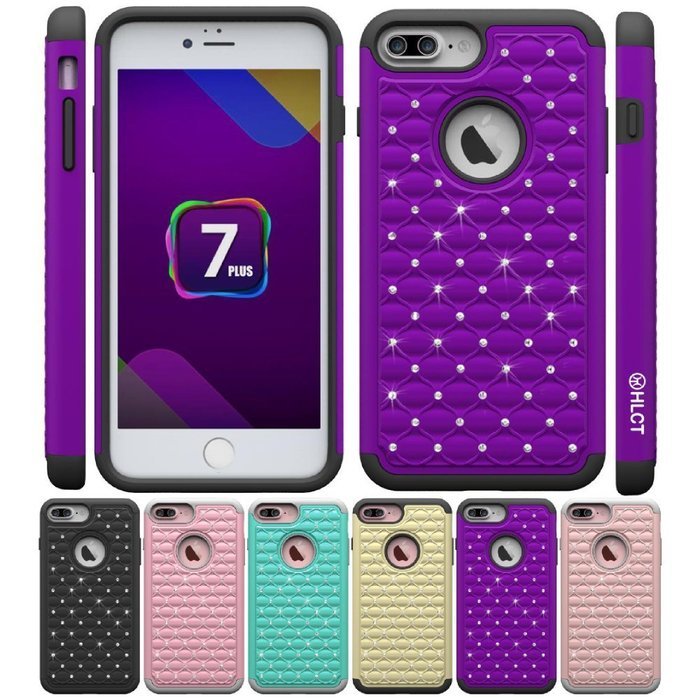 iPhone 7 Plus Case, [5.5 Inch] by HLCT, Soft Interior Silicone Bumper & Hard Shell Solid PC Back, Shock-Absorption... N36