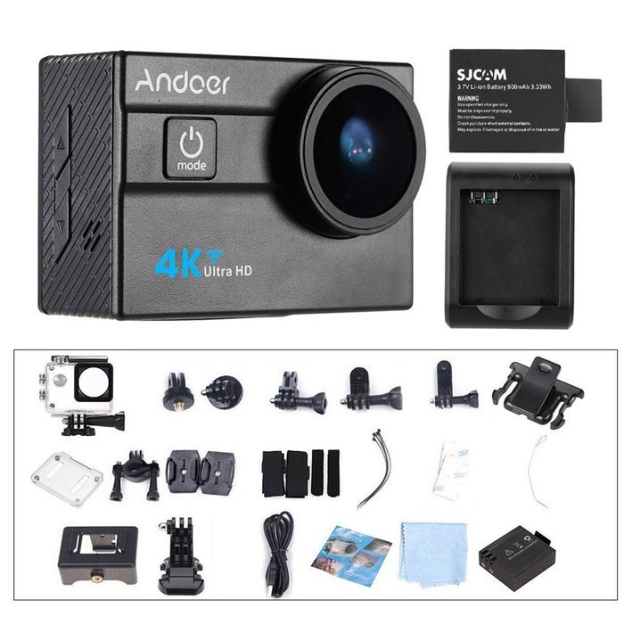 Andoer Ultra HD Action Sports Camera 2.0" LCD 16MP 4K 25FPS 1080P 60FPS 4X Zoom WiFi 25mm 173 Degree + Camera... N10