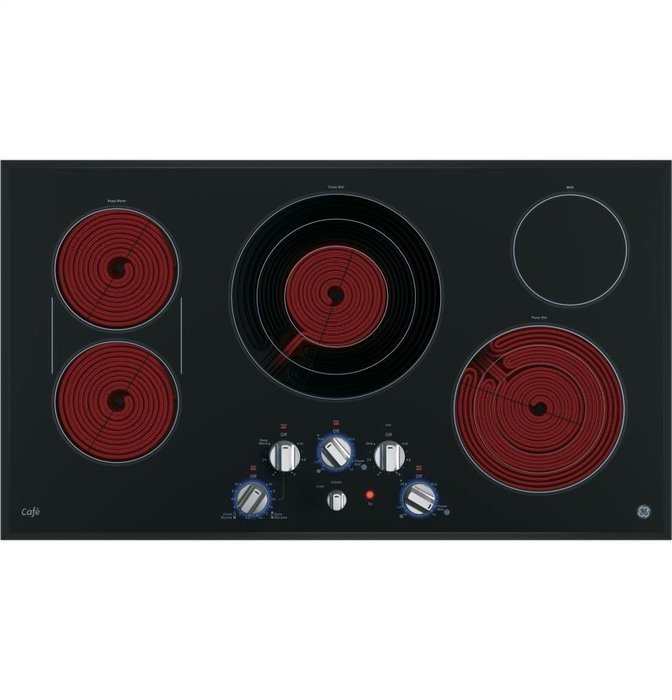 GE Cafe CP9536SJSS 36" Built-in Electric Cooktop with Five Elements Knob Controls Stainless Steel Clad Aluminum... N5