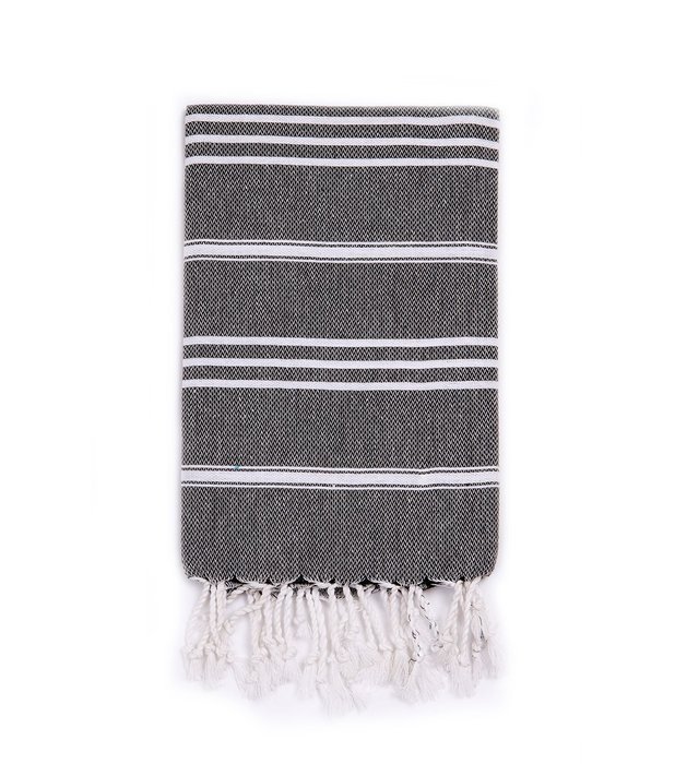 Turkish-T Basic Hand Towel - Black N4