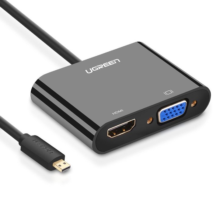 Ugreen Active Micro HDMI to HDMI VGA Video Converter Adapter with 3.5mm Audio Jack and Micro-USB Power for Ultrabooks... N9