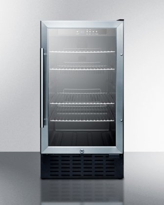 Summit SCR1841BCSSADA 2.7 cu.ft. 18" wide ADA compliant built-in undercounter glass door refrigerator with stainless...