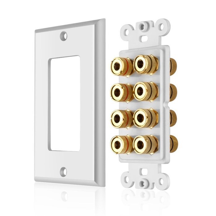TNP Home Theater Wall Plate - 3-Gang 7.2 Surround Sound Distribution w/ Premium Gold Plated Copper Banana Binding...