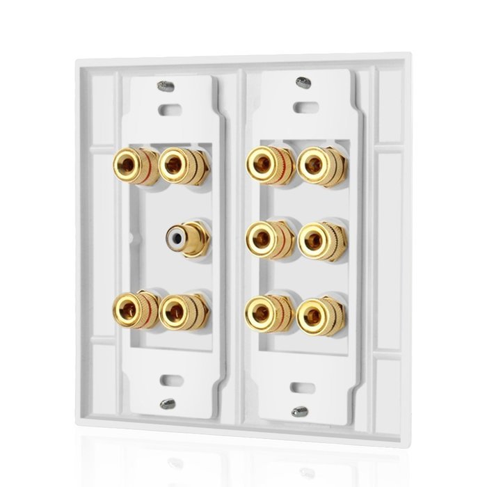 TNP Home Theater Wall Plate - 3-Gang 7.2 Surround Sound Distribution w/ Premium Gold Plated Copper Banana Binding... N2