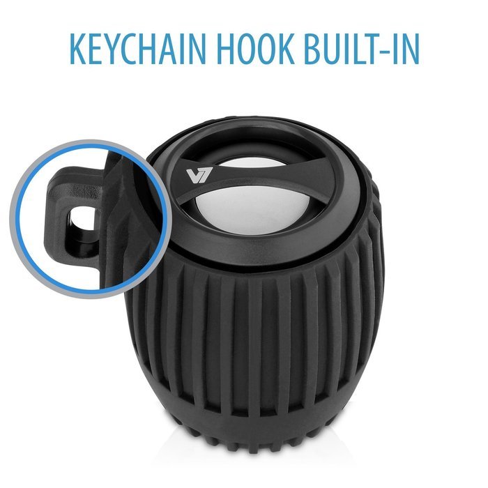 V7 SP5100-BT-BLK-1NC Bluetooth Water Resistant Rechargeable 3W Speaker with Built-In Mic N6