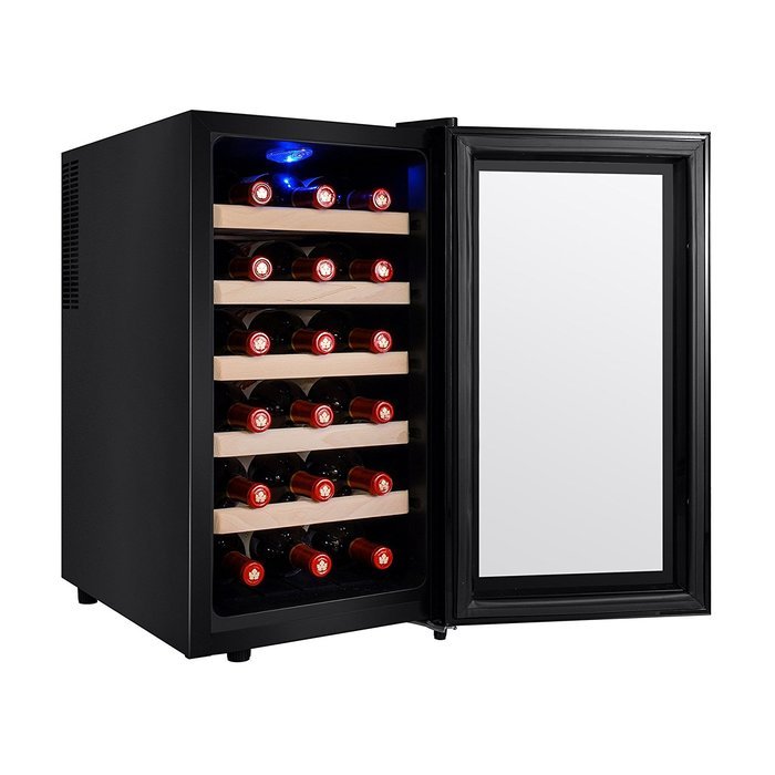 AKDY&reg; 18 Bottles Freestanding Single Zone Thermoelectric Wood Shelf Wine Cooler Chiller Refrigerator N6