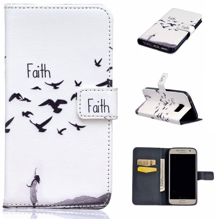 UNEXTATI Galaxy S7 Edge Case, Premium Wallet Case with Black Cover, Card Slot, Kickstand Function, Magnetic Closure... N24