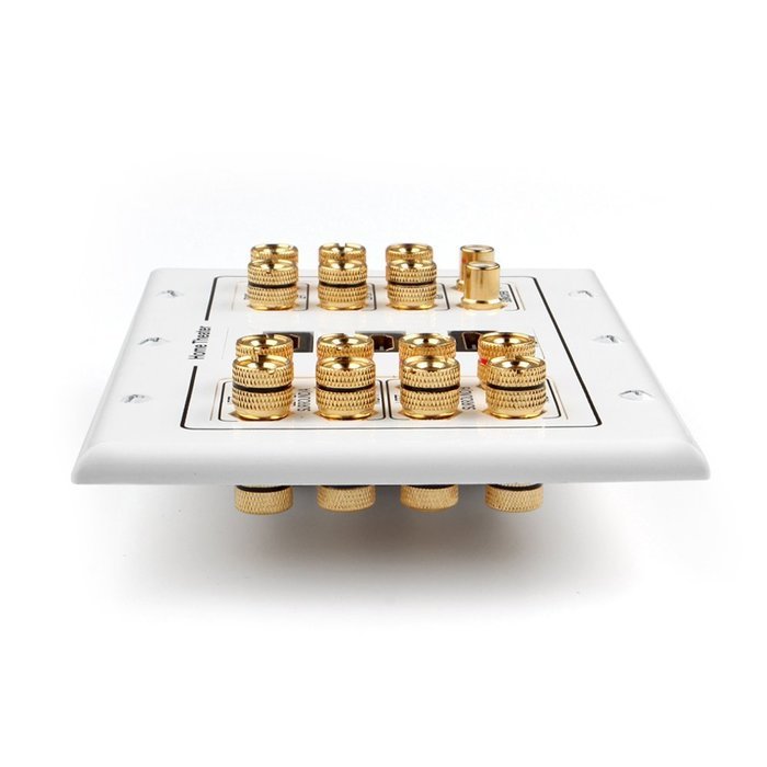 TNP Home Theater Wall Plate - 3-Gang 7.2 Surround Sound Distribution w/ Premium Gold Plated Copper Banana Binding... N3