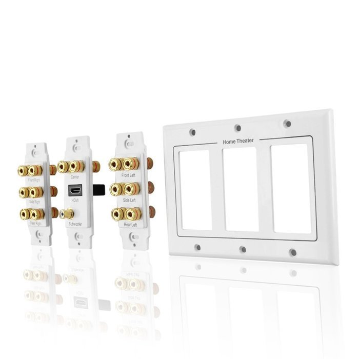 TNP Home Theater Wall Plate - 3-Gang 7.2 Surround Sound Distribution w/ Premium Gold Plated Copper Banana Binding... N4