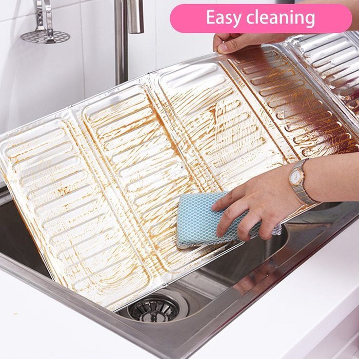 Kitchen Oil Splash Guard Cooking Cover Anti Splatter Shield Oil Removal Scald Proof Board High Quality Silver... N4