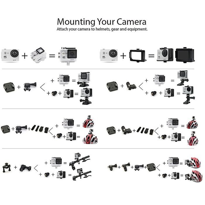 Daretang(tm) H9 2.0 Inch 170 Degree 6g Ultra-wide Angle Lens 4k Ultra-hd 30-meter Waterproof Wi-fi Sports Diving... N10