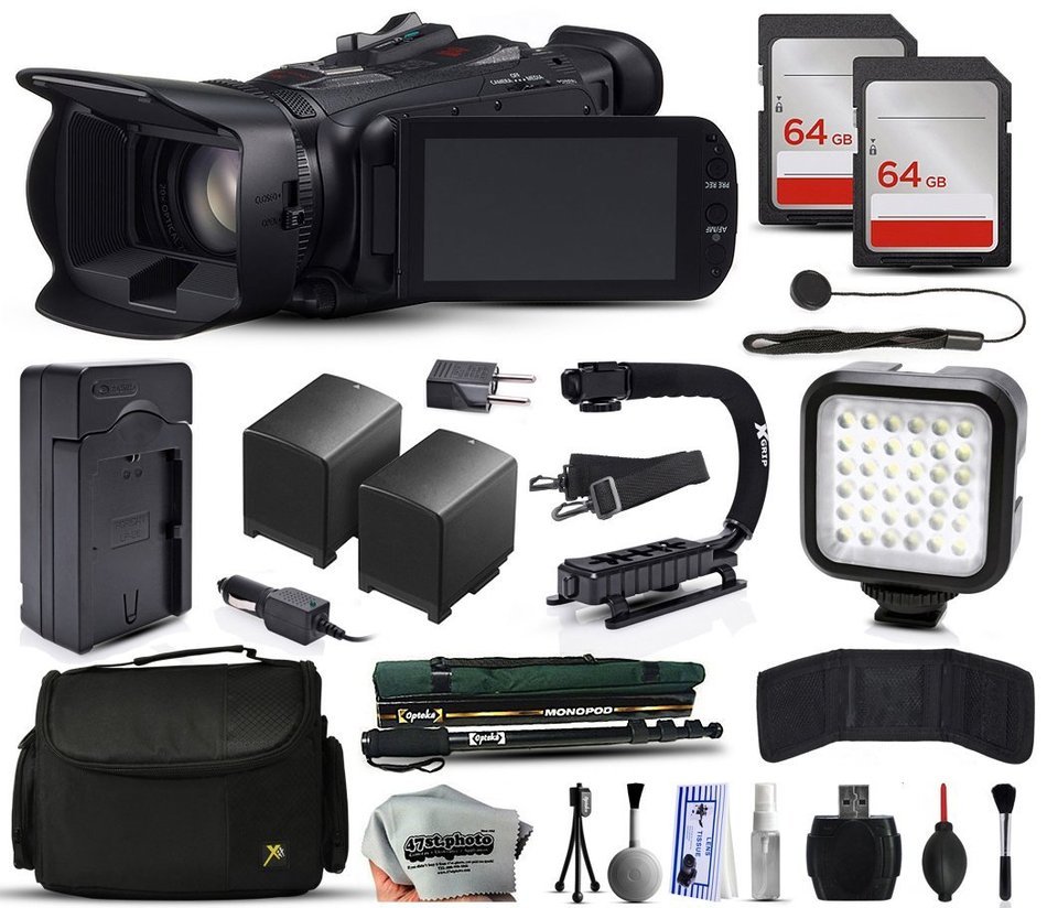 Canon XA25 Professional Camcorder Video Camera + 128GB Memory + Charger with Car/Euro Adapter + Action Stabilizer...
