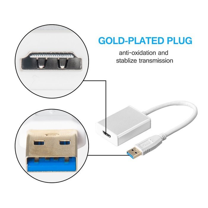 USB HDMI Adapter, VANDESAIL USB 3.0 to HDMI External Video Card Multi Monitor Adapter with Gold Plated for Windows... N4