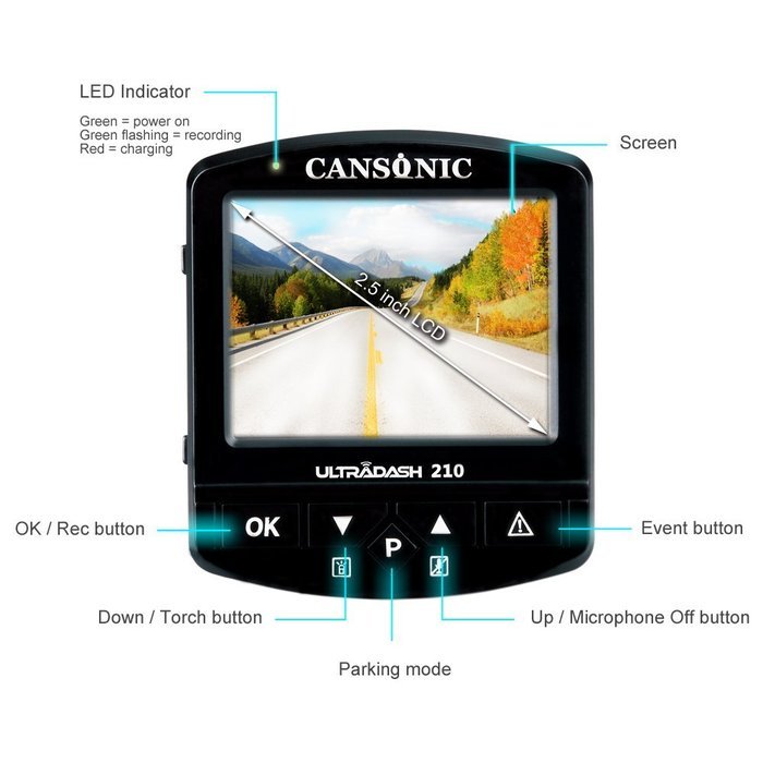 Cansonic&reg; UltraDV888TM Dash Cam, Sport & Car Camera DVR Dashboard, Digital Driving Video Recorder with Full HD... N12