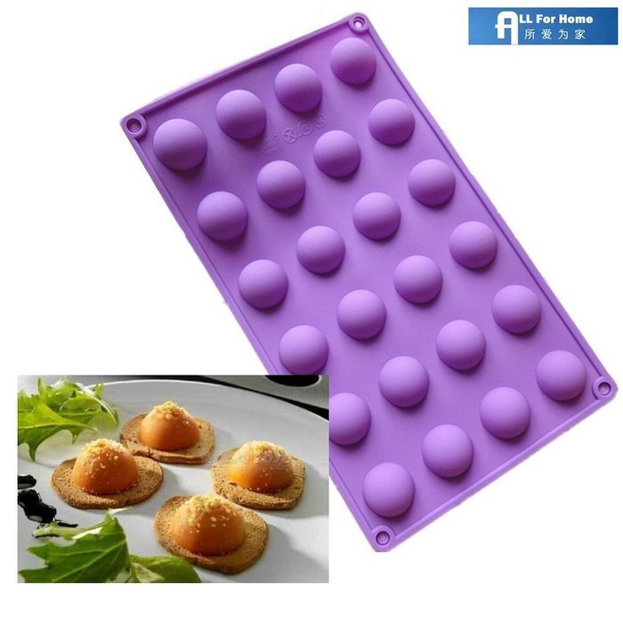 Allforhome (TM) 24 Cavity Mini Half Ball Sphere Silicone Candy chocolate Mold Half Ball Ice Cube Tray Baking Pan... N2