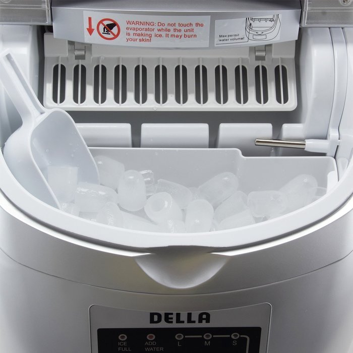 Della Portable Ice Maker Easy-Touch Buttons 26lb Per Day Countertop Machine 3 Selectable Cube Sizes -Silver N7