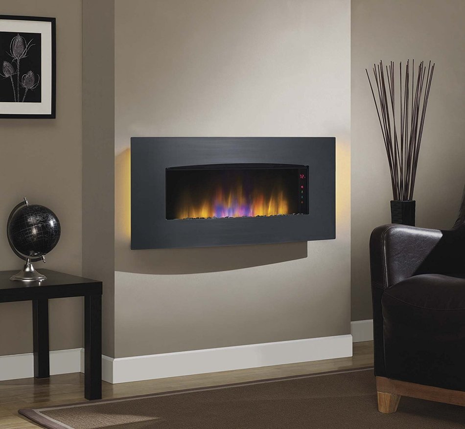 ClassicFlame 34HF601ARA-A004 Transcendence 34" Wall Mounted Electric Fireplace, Brushed Aluminum
