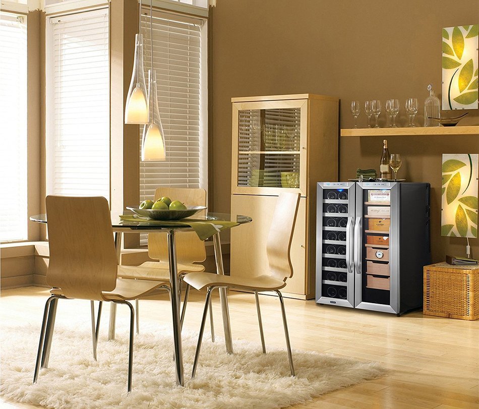 Whynter CWC-351DD Freestanding Wine Cooler and Cigar Humidor Center, 3.6 cu. ft., Stainless Steel/Black N3