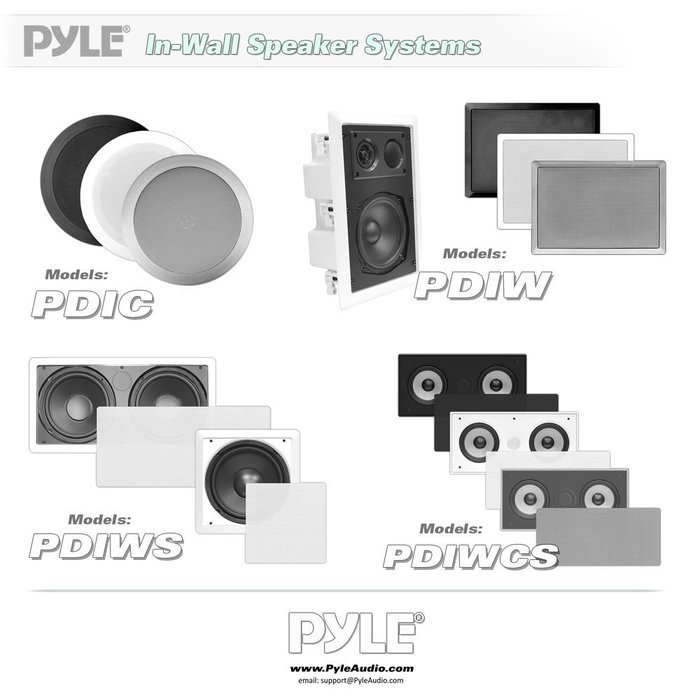PyleHome PDIW65BK In-Wall / In-Ceiling 6.5-Inch Stereo Speakers, 2-Way, Flush Mount, Black (Pair) N3
