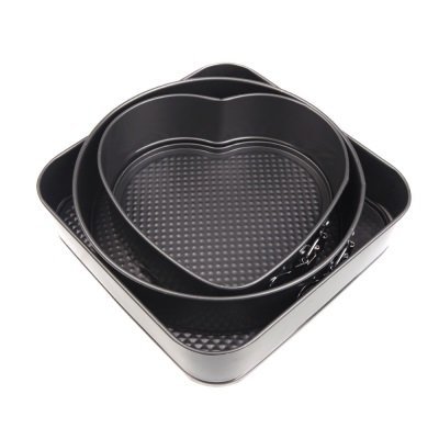 3 Springform Cake Pan Baking Bake Tray Tins Heart Square Round N6