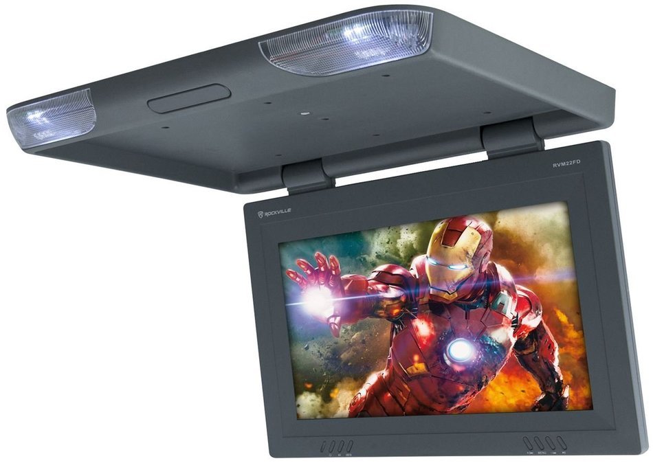 Rockville RVM18FD-BK 18" TFT Black Flip Down Car Monitor w/ USB/SD/Video Games N4
