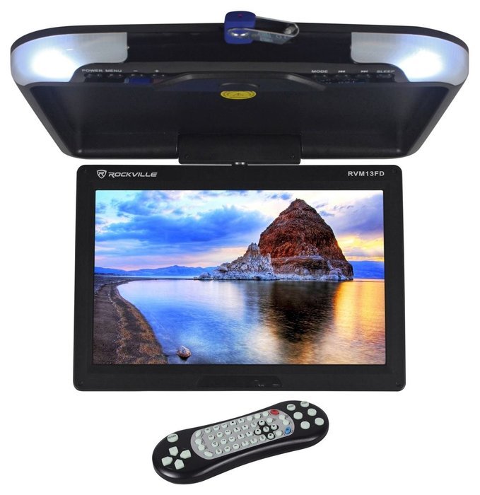 Rockville RVM18FD-BK 18" TFT Black Flip Down Car Monitor w/ USB/SD/Video Games N5