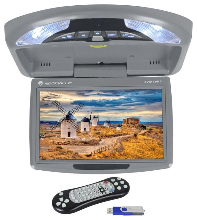 Rockville RVM18FD-BK 18" TFT Black Flip Down Car Monitor w/ USB/SD/Video Games N7