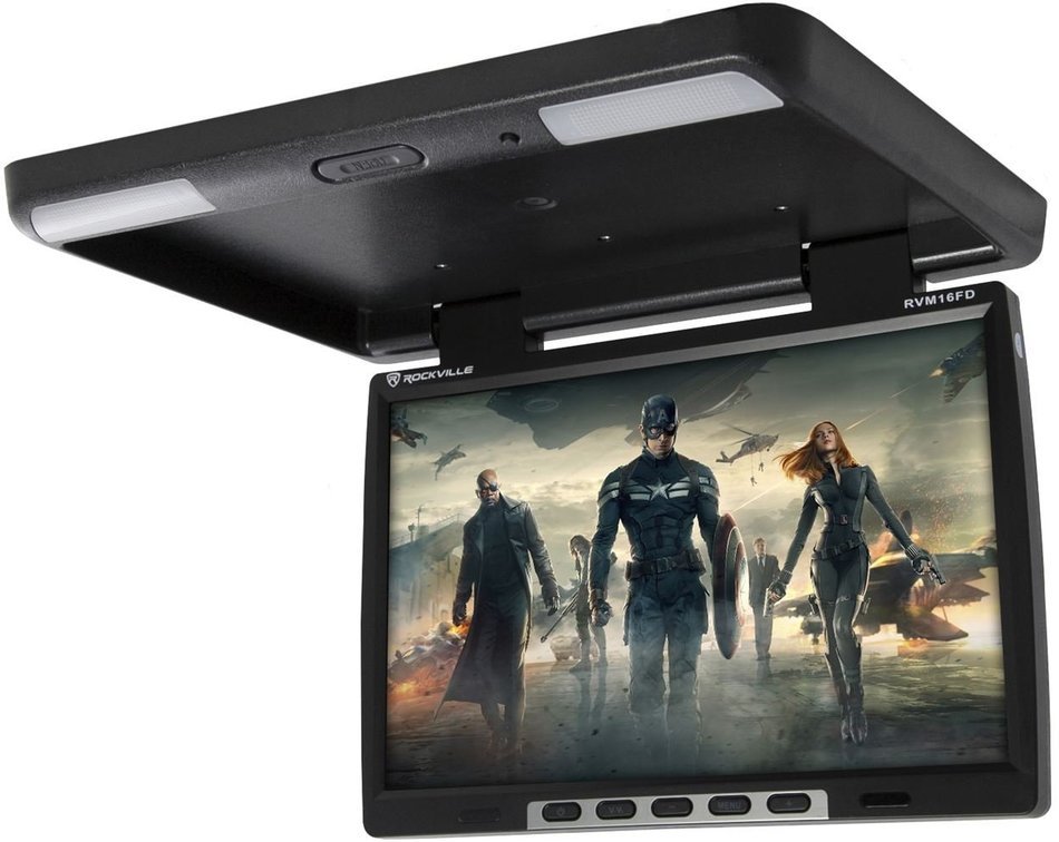 Rockville RVM18FD-BK 18" TFT Black Flip Down Car Monitor w/ USB/SD/Video Games N12