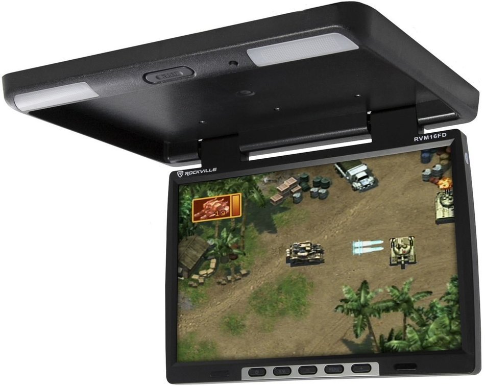 Rockville RVM18FD-BK 18" TFT Black Flip Down Car Monitor w/ USB/SD/Video Games N15