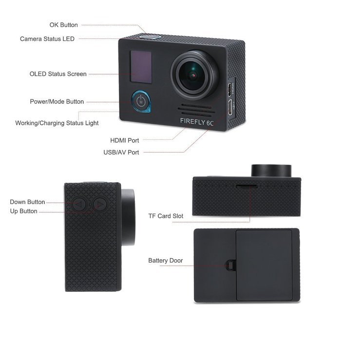 Goolsky Hawk Eye FPV Aerial Camcorder Firefly 6C 4K 24FPS Extreme Sport Shooting Camera N9
