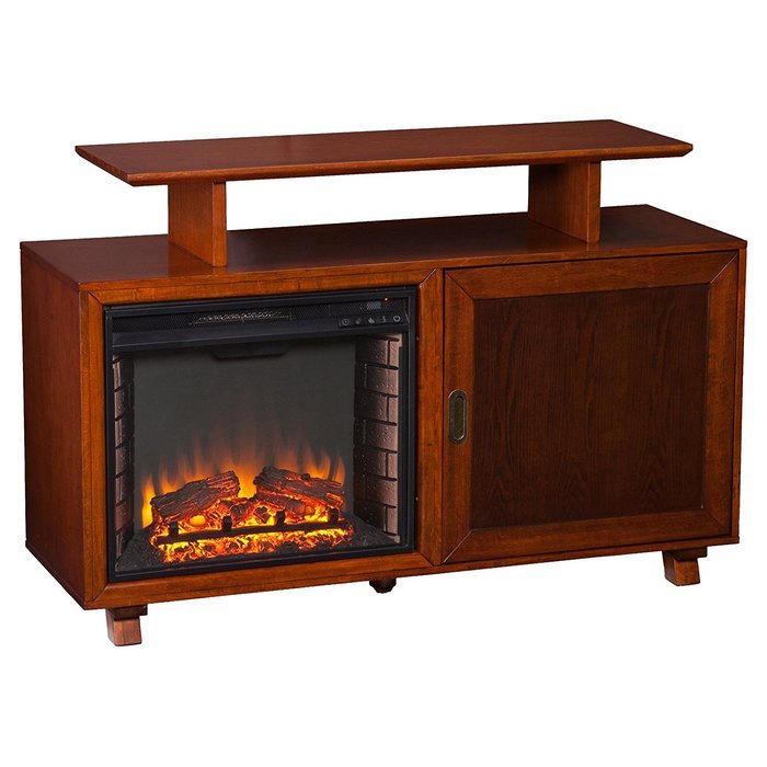 Southern Enterprises Ontario Media Console Fireplace - Walnut/Espresso N2