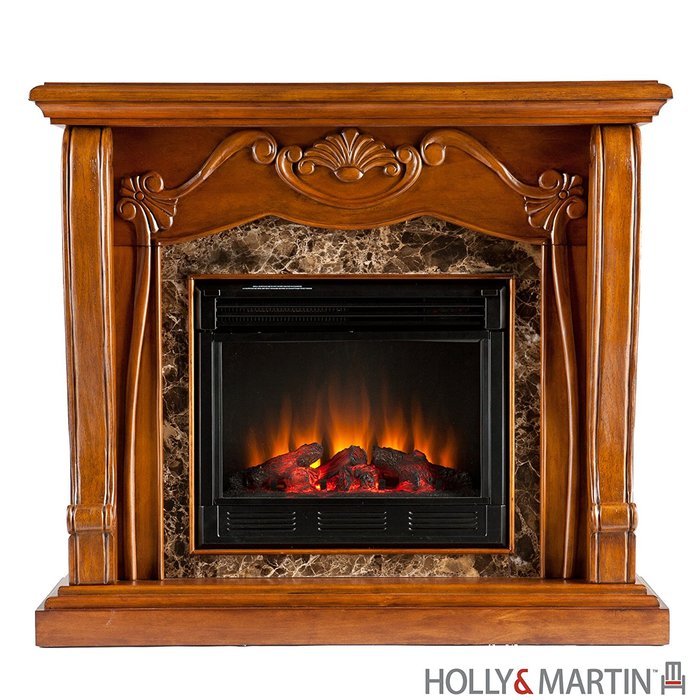 Southern Enterprises Cardona Electric Fireplace in Walnut Finish