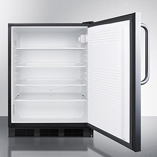 Summit Appliances FF7BBISSTB 24 Inch Wide Towel Bar Handle All-Refrigerator With Auto Defrost - Black And Stainless N3