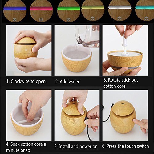Skycoolwin Wooden Grain purifier USB LED Light Ultrasonic Cool Mist Aromas Humidifier Air Diffusers Fragrances...