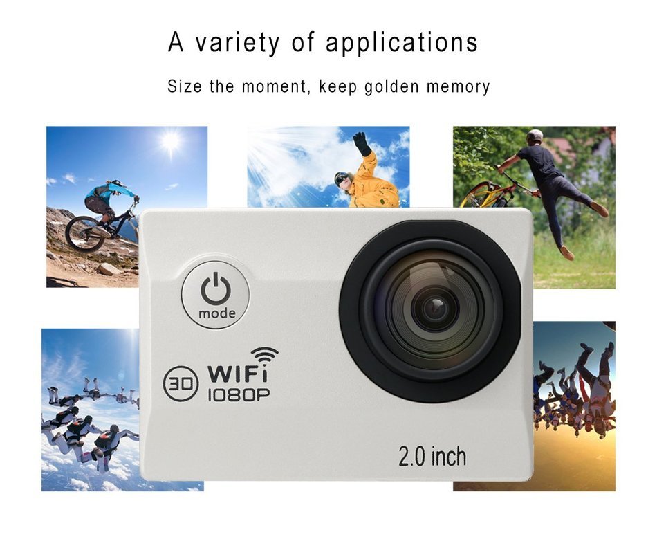 WiMiUS&reg; Action Camera, WiFi 1080P HD 12MP 2.0" Sports Camera Waterproof 170&deg; wide-angle Camcorder with 2 Batteries... N4