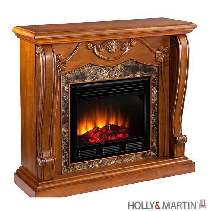 Southern Enterprises Cardona Electric Fireplace in Walnut Finish N2