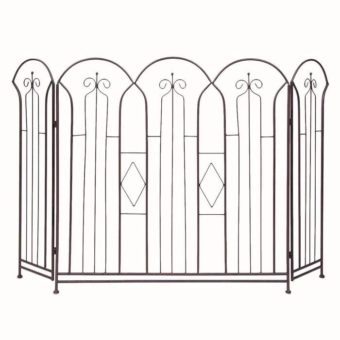 3 Panel Metal Fireplace Screen Folding Doors Bronze Finish Hearth Cover Antique