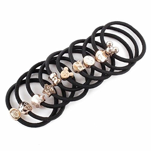10PCS Women Elastic Hair Ties Band Ropes Ring Ponytail Holder Accessories Black