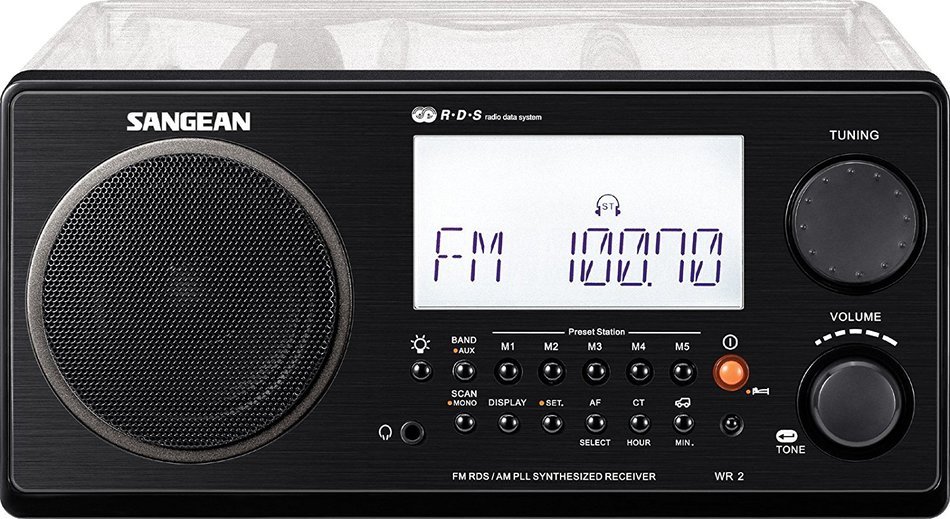Sangean All in One AM/FM Alarm Clock Radio with Large Easy to Read Backlit LCD Display (Black) N9