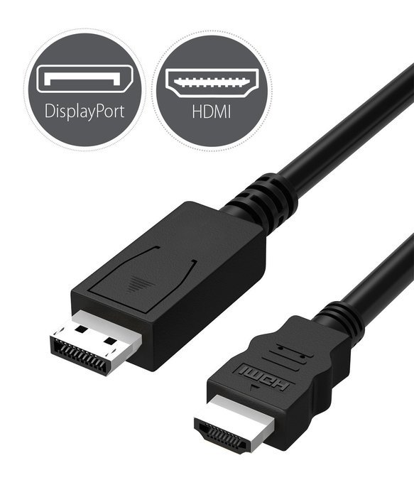 Fosmon 6FT DisplayPort (Male) to HDMI (Male) 6 ft Cable for PCs to an HDTV, monitor, or projector with HDMI port... N2