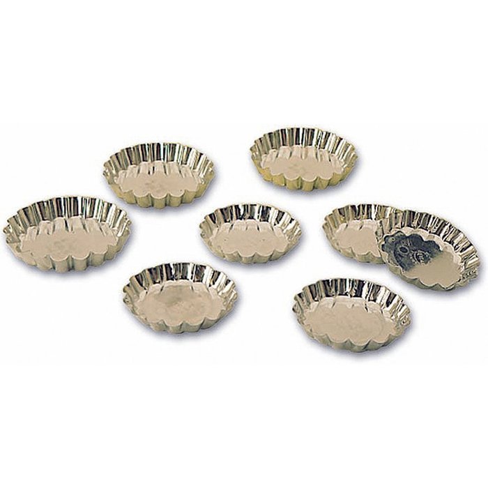 Matfer Bourgeat Tinplate Round Fluted Tartlet Baking Pan, 3.12" Diam., 25PK 343505