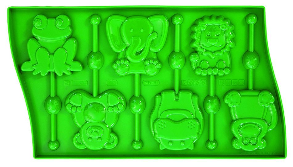 Pavoni LP02VR8S Platinum Silicone Animals Lollipop Mould, Green N2