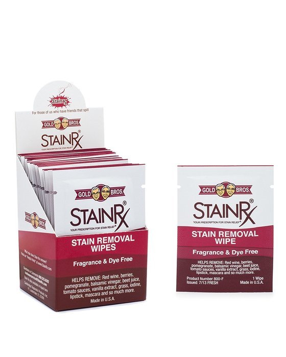 Stain Rx Wipes - Portable Stain Treater Towelettes - Pack of (18) Wipes Fragrance and Dye Free Household Cleaner