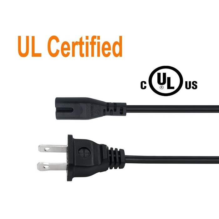 Powseed [UL Listed] 6Ft 2 Prong AC Wall Power Cable 2 Slot Cord for HP Dell Samsung Sony Asus Acer Toshiba Laptop...
