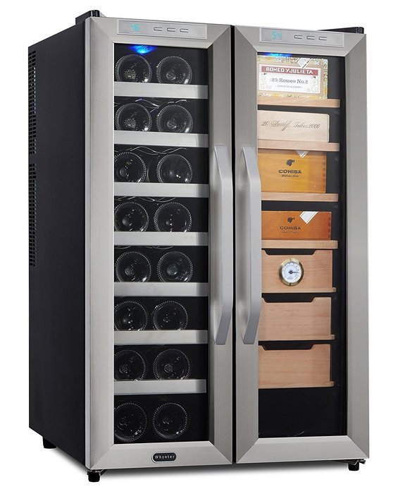 Whynter CWC-351DD Freestanding Wine Cooler and Cigar Humidor Center, 3.6 cu. ft., Stainless Steel/Black N4