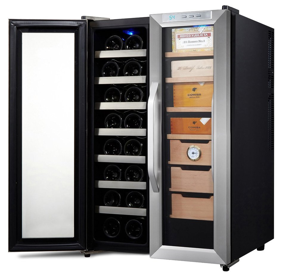 Whynter CWC-351DD Freestanding Wine Cooler and Cigar Humidor Center, 3.6 cu. ft., Stainless Steel/Black N5