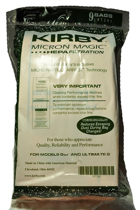 Kirby Generation 6 Ultimate G Micron Magic Hepa Filtration Vacuum Cleaner Bags, Kirby Part Number 197301, 9 bags...