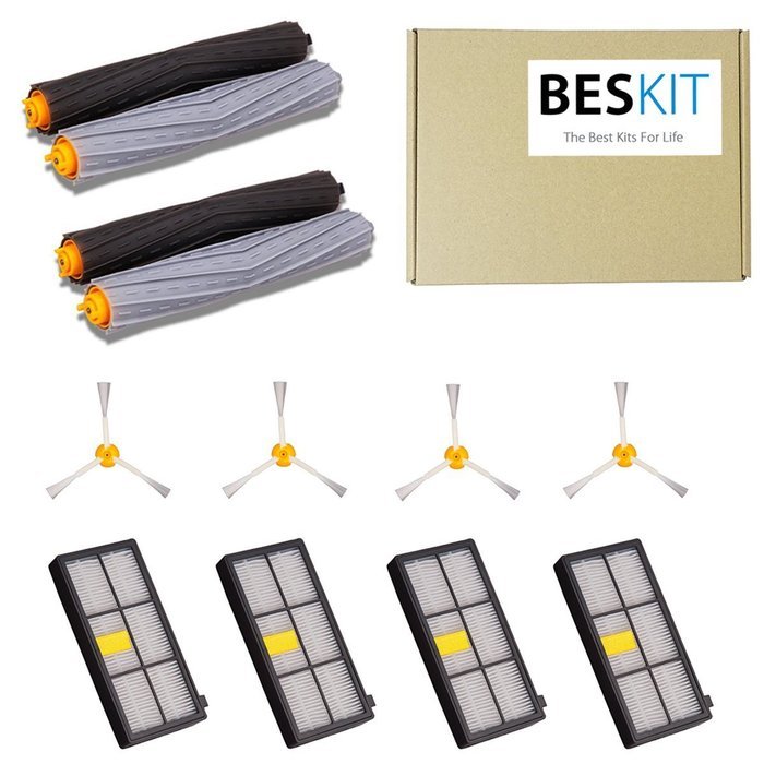 BESKIT 12PCS Replacement Kits for Roomba 870 880 980 - 2 Set Tangle-Free Debris Extractor, 4 Hepa Filters & 4... N4