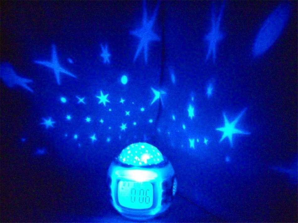 Surborder Shop Color Change Starry Night Projection Music Digital Alarm Clock with Backlight Led Nigh Light Calendar... N2